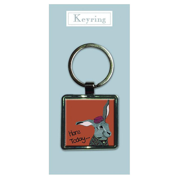 Hare Today - Metal Keyring